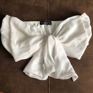 White Bow Bandeau Top